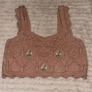 Brown knitted crop top